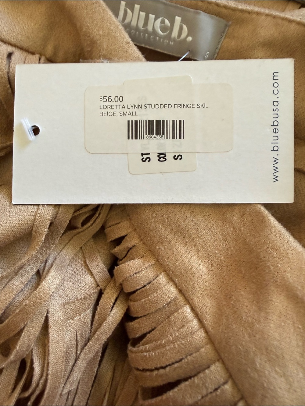Tan Fringe Suede Skirt - NWT - Picture 3 of 3